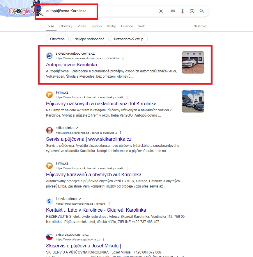 Autopujcovna Karolinka